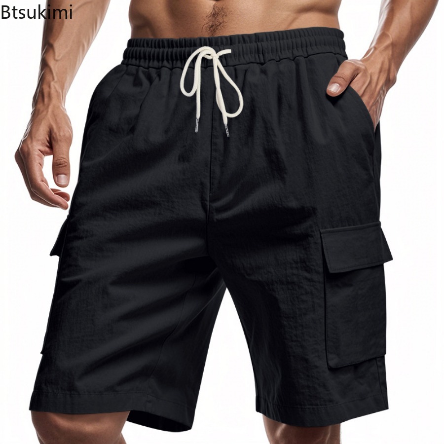 New 2025 Men's Cargo Shorts Su - Short Linen Drawstring ulasan dan harga