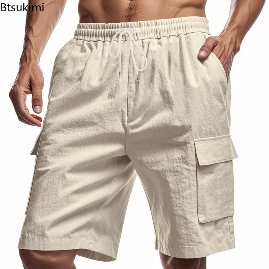 New 2025 Men's Cargo Shorts Su - Short Linen Drawstring ulasan dan harga