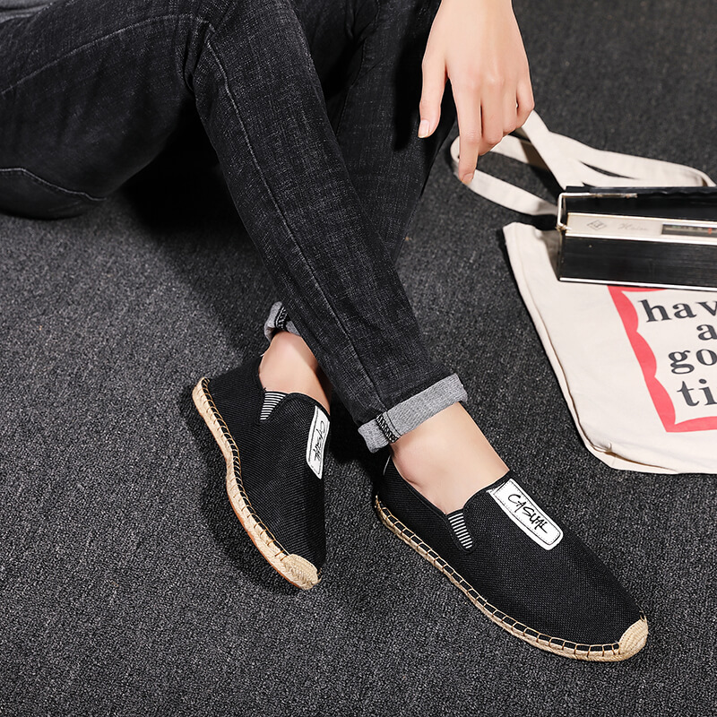 Linen Male Casual Shoes Loafer - Espadrille Slip On ulasan dan harga